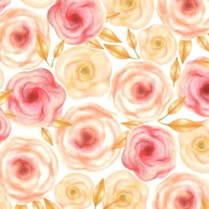 Roses in pretty warm apricot and blush pink 