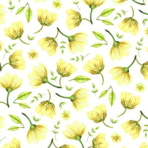 Pretty flowers in sunny yellow and bright natural green 