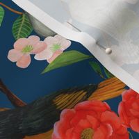 Birds and Blooms Chinoiserie {Dark Blue PMS 302}