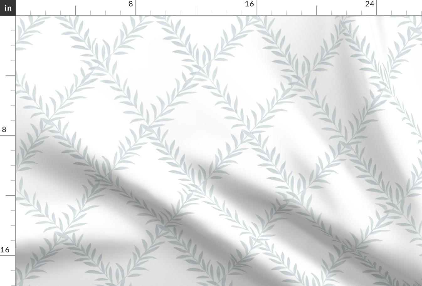 Leafy Trellis soft blue on white