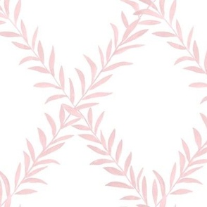 Leafy Trellis petal pink on white