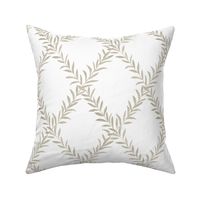 Leafy Trellis Beige on white