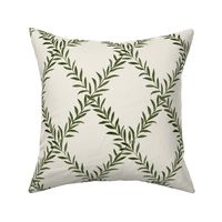 Leafy Trellis Olive on Cream