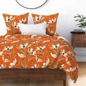 cozy flowers papaya orange