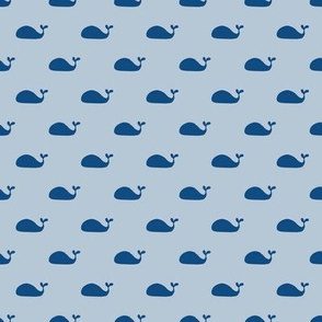 Blue  Little Whales on Light Blue background