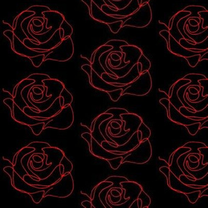Continuous Line Roses - Black