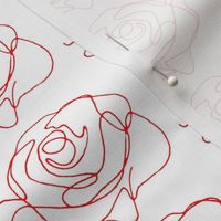 Continuous Line Roses - white