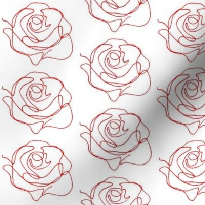 Continuous Line Roses - white