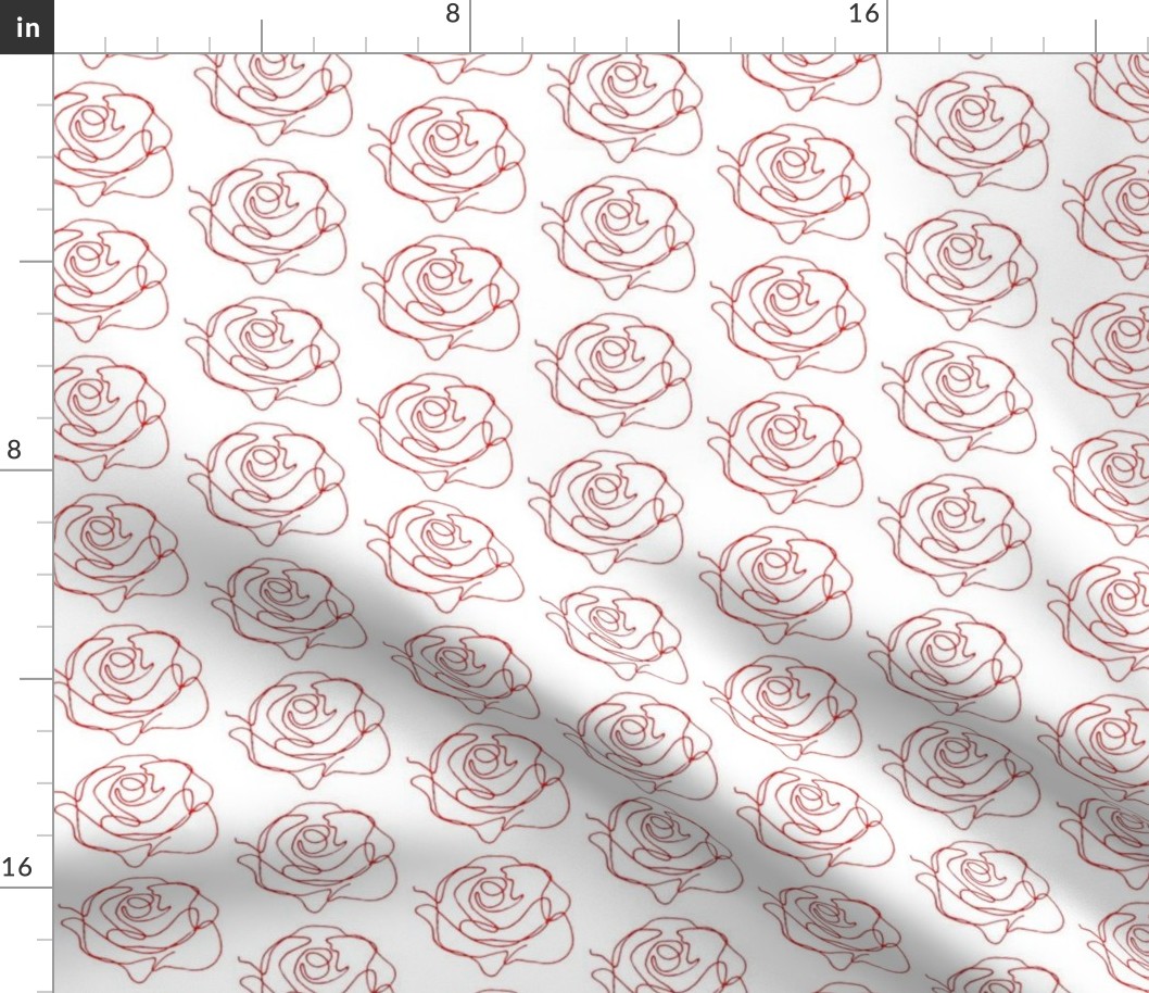 Continuous Line Roses - white