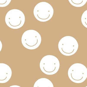 Have a good day happy smiley faces positive vibes boho nursery design camel caramel brown white