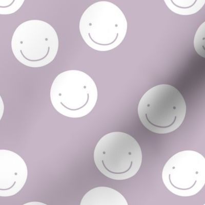 Have a good day happy smiley faces positive vibes boho nursery design moody lilac purple white