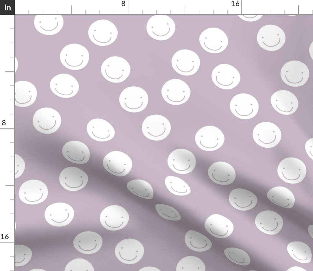 Have a good day happy smiley faces positive vibes boho nursery design moody lilac purple white