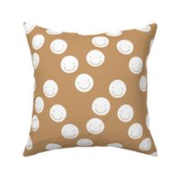 Have a good day happy smiley faces positive vibes boho nursery design rust camel cinnamon brown white