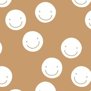 Have a good day happy smiley faces positive vibes boho nursery design rust camel cinnamon brown white