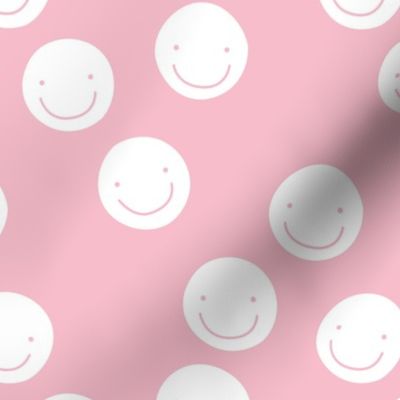 Have a good day happy smiley faces positive vibes boho nursery design soft pink white girls