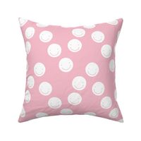 Have a good day happy smiley faces positive vibes boho nursery design soft pink white girls