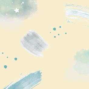 Clouds and Watercolor Brush Strokes Yellow