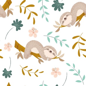Small Sloth Watercolor Cute Woodland Animals 