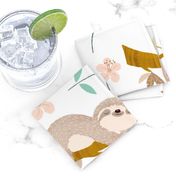 Jumbo Sloth Watercolor Neutral Wallpaper 