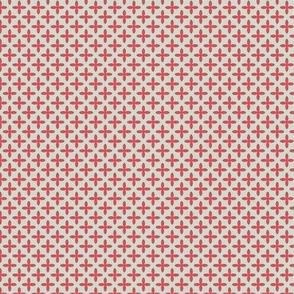 Retro Geometric Floral in Bright Red on Mint - Small