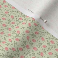 Rosebud Floral- Green Background