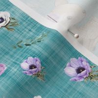  purple deer teal linen