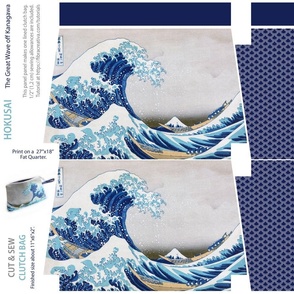 Hokusai The Great Wave off Kanagawa, cut and sew toilettry pouch ot clutch bag