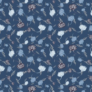 wilted florals on  navy blue by rysunki_malunki