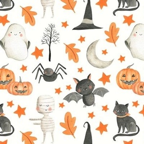 Halloween, Sweet Halloween, Black Cat, Mummy, Ghost, spiders 7x7 scale
