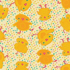 cute happy chicks on polka dots by rysunki_malunki