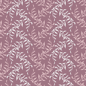vertical pattern with leaves in muted pink by rysunki_malunki