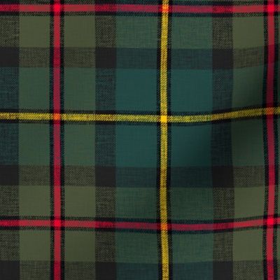 MacLeod of Harris / green MacLeod tartan, 6" muted dark, slubs, grey stripe and bright red/yellow