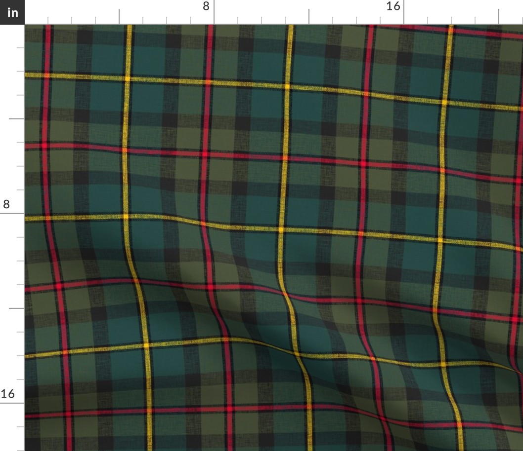 MacLeod of Harris / green MacLeod tartan, 6" muted dark, slubs, grey stripe and bright red/yellow