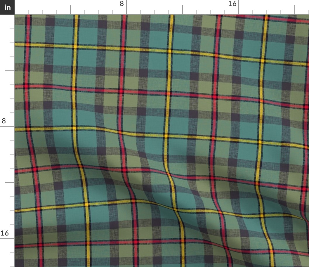 MacLeod of Harris / green MacLeod tartan, 6" muted faded, slubs, grey stripe and bright red/yellow