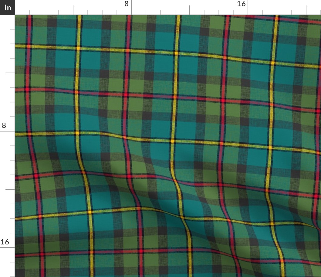 MacLeod of Harris / green MacLeod tartan, 6" muted, slubs, grey stripe and bright red/yellow