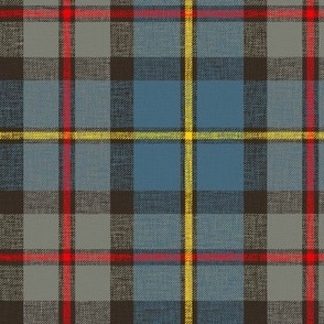 MacLeod of Harris / green MacLeod tartan, 6" c. 1831, weathered faded, slubs,bright red/yellow stripes