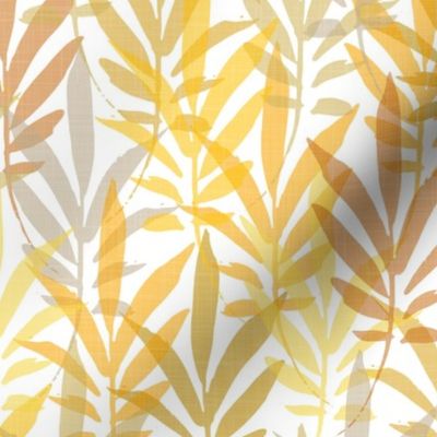 small scale foliage - hand-drawn tropical leaves - shades of yellow
