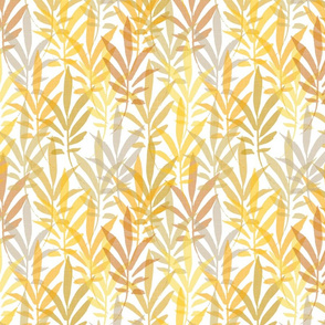 small scale foliage - hand-drawn tropical leaves - shades of yellow