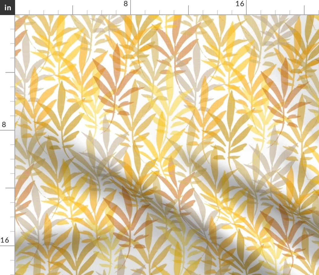 small scale foliage - hand-drawn tropical leaves - shades of yellow