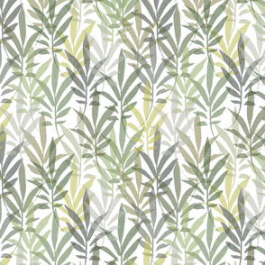 small scale foliage - hand-drawn tropical leaves - shades of green