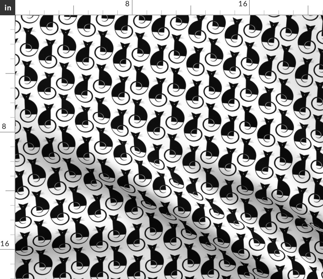 small scale cats - luni cat black and white - geometric cats