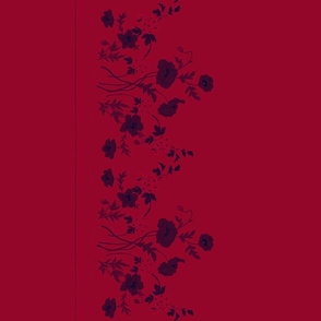 Deep Red Poppies & Hawthorn Border Print