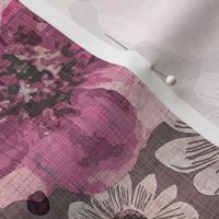 Hand painted Floral Rose Dark Background Extra Large- Romantic Large Scale Watercolor Flowers- Spring Roses, Daisies and Wildflowers- Pink- Mauve- Jumbo Scale Botanical Wallpaper
