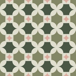 Mid-Century Geometric - Green and Pink