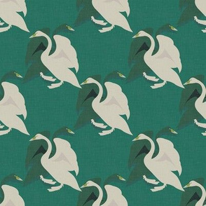 Swans on Vintage Pine Green / Medium