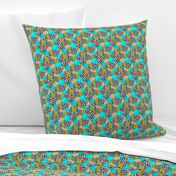 Small Serape Cow Print Turquoise Gold Animal Print Abstract