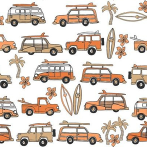 retro surf fabric - beach days vintage 70s muted earth tones 
