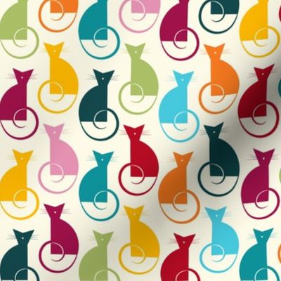 small scale cats - luni cat - bohemian colors - cat fabric and wallpaper