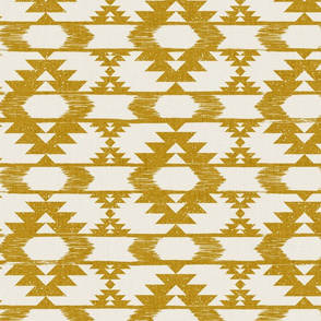 Modern tribal, mustard yellow and soft white abstract geometric - Aztec/Kilim inspired - medium