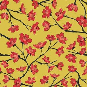 Sakura Cherry Blossom | Small Scale | Red Yellow